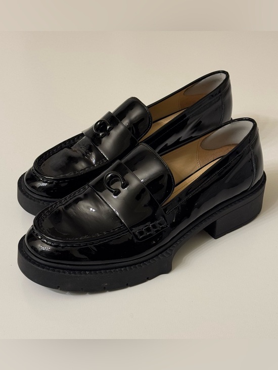 Coach Shoes - Coach Leah Platform Loafer Black Leather Slip On Womens Size 9